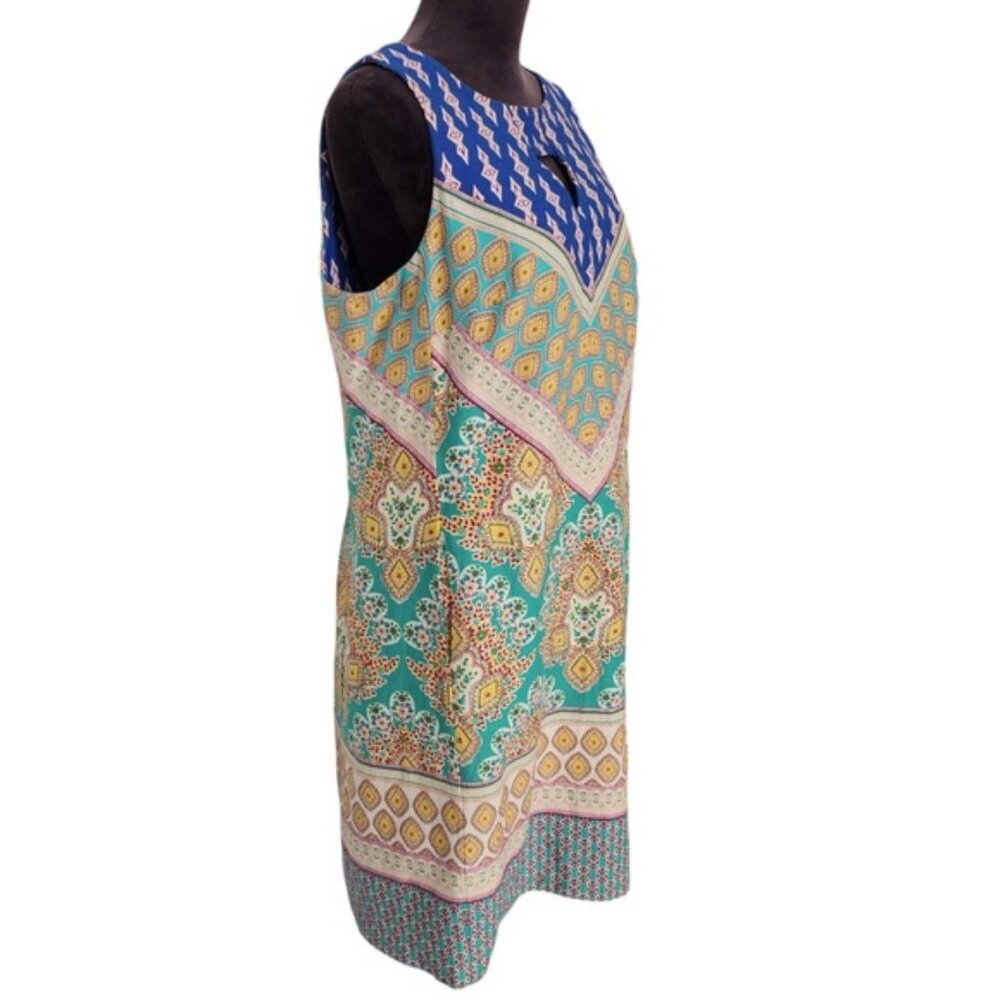 Nine West Dress Keyhole Cutout Sleeveless Aruba/Canary Multi Size 16 - Picture 7 of 16